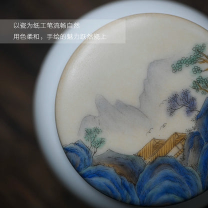 of the piece of feather hall far camellia warehouse hand-painted ceramic caddy mini portable small store and POTS