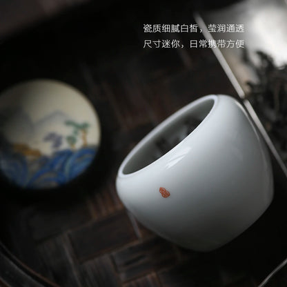 of the piece of feather hall far camellia warehouse hand-painted ceramic caddy mini portable small store and POTS