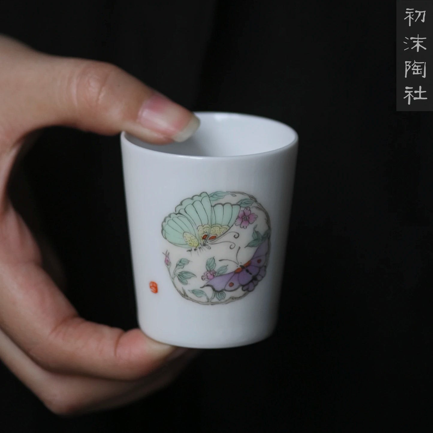 of the piece of feather hall jingdezhen hand-painted straight mouth cup Chinese recent sample tea cup cup masters cup