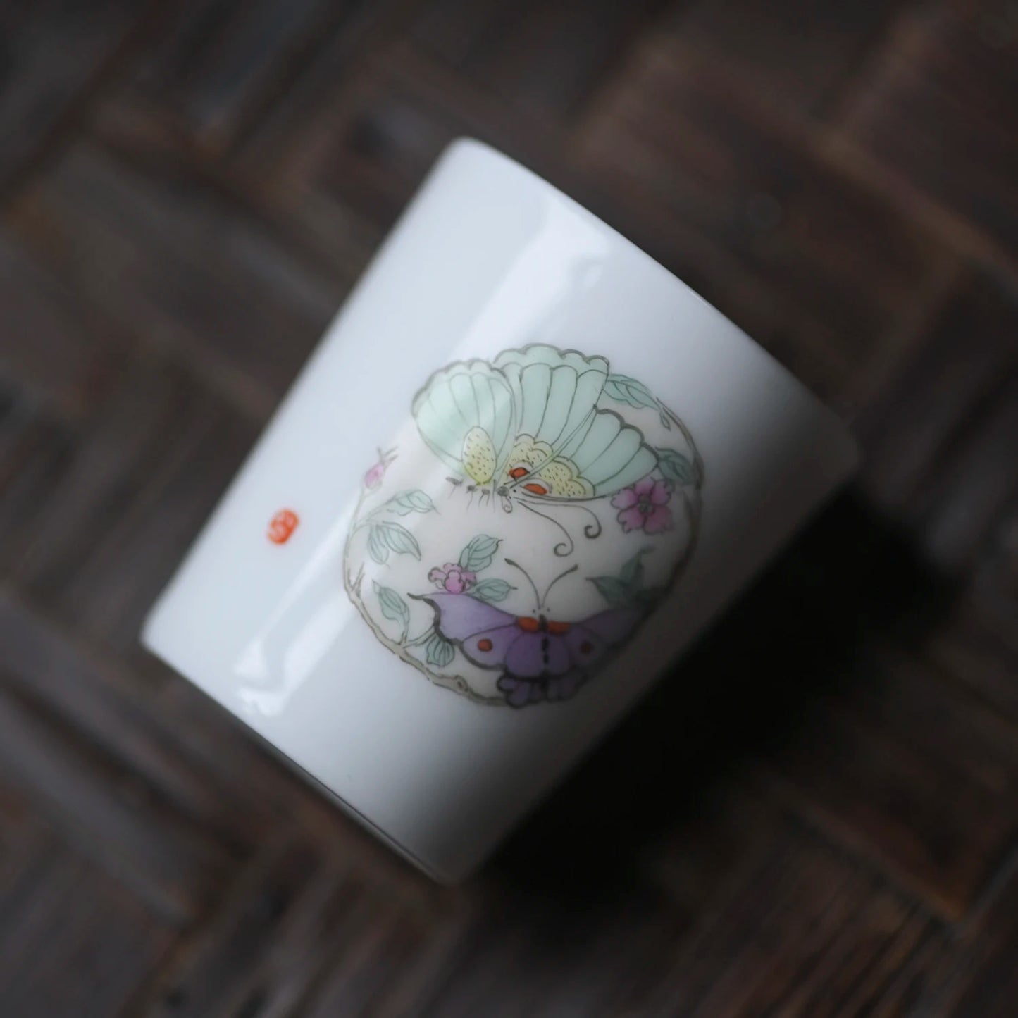 of the piece of feather hall jingdezhen hand-painted straight mouth cup Chinese recent sample tea cup cup masters cup