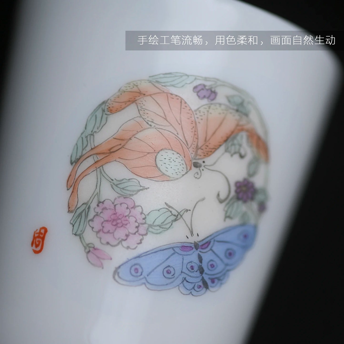 of the piece of feather hall jingdezhen hand-painted straight mouth cup Chinese recent sample tea cup cup masters cup