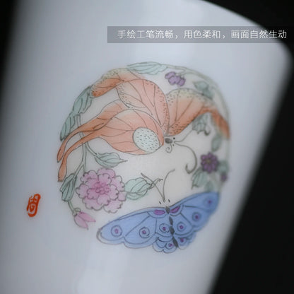 of the piece of feather hall jingdezhen hand-painted straight mouth cup Chinese recent sample tea cup cup masters cup