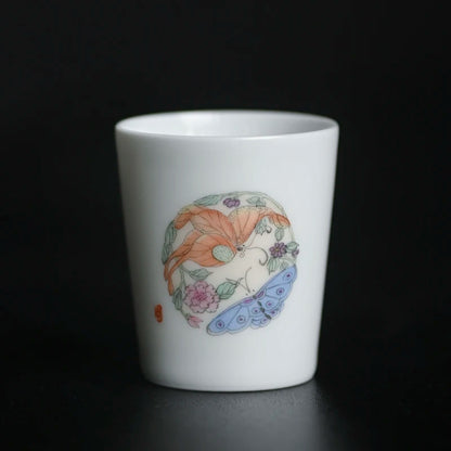 of the piece of feather hall jingdezhen hand-painted straight mouth cup Chinese recent sample tea cup cup masters cup