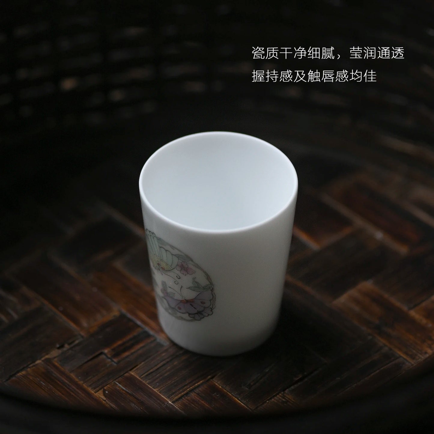of the piece of feather hall jingdezhen hand-painted straight mouth cup Chinese recent sample tea cup cup masters cup