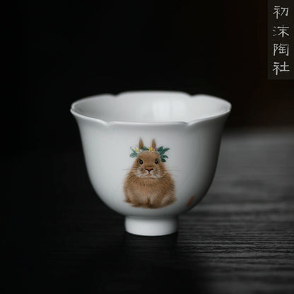 of the piece of feather hall jingdezhen pure hand draw cute masters cup ceramic sample tea cup kung fu tea cups