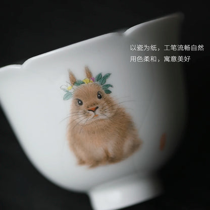 of the piece of feather hall jingdezhen pure hand draw cute masters cup ceramic sample tea cup kung fu tea cups
