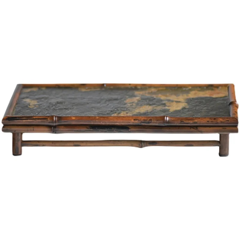 of the tea tray mottled bamboo pot bearing natural rock dry foam Taiwan Chinese bamboo tray household dry foam plate