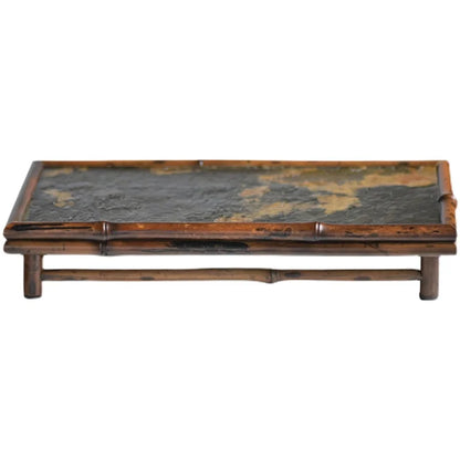 of the tea tray mottled bamboo pot bearing natural rock dry foam Taiwan Chinese bamboo tray household dry foam plate