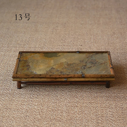 of the tea tray mottled bamboo pot bearing natural rock dry foam Taiwan Chinese bamboo tray household dry foam plate