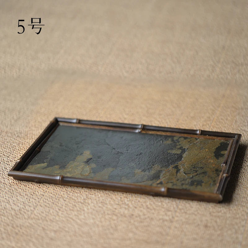 of the tea tray mottled bamboo pot bearing natural rock dry foam Taiwan Chinese bamboo tray household dry foam plate