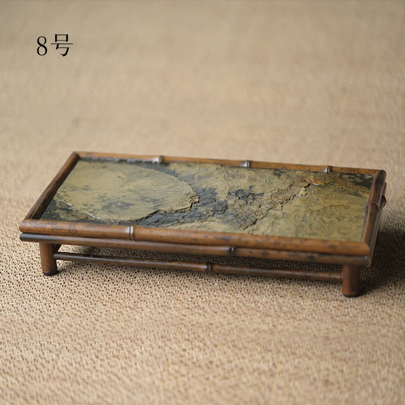of the tea tray mottled bamboo pot bearing natural rock dry foam Taiwan Chinese bamboo tray household dry foam plate