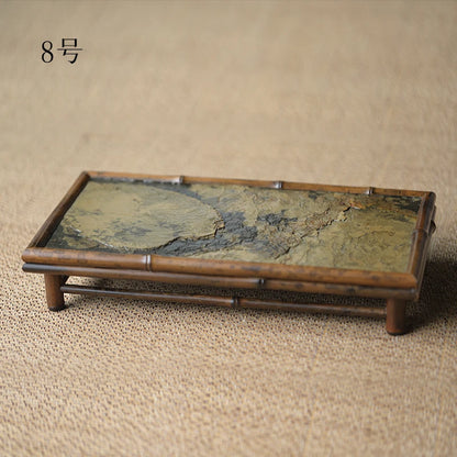 of the tea tray mottled bamboo pot bearing natural rock dry foam Taiwan Chinese bamboo tray household dry foam plate