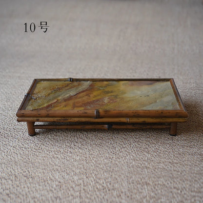 of the tea tray mottled bamboo pot bearing natural rock dry foam Taiwan Chinese bamboo tray household dry foam plate
