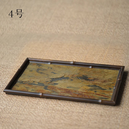 of the tea tray mottled bamboo pot bearing natural rock dry foam Taiwan Chinese bamboo tray household dry foam plate