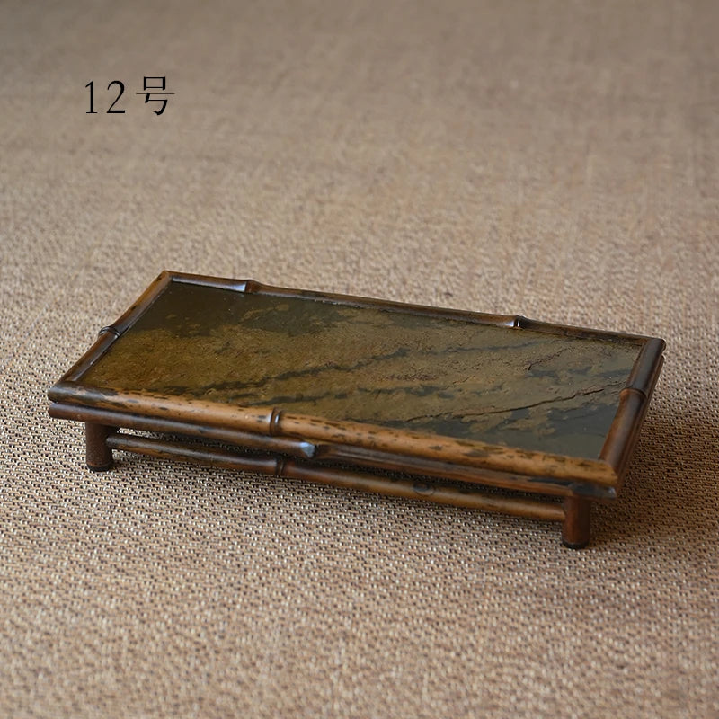 of the tea tray mottled bamboo pot bearing natural rock dry foam Taiwan Chinese bamboo tray household dry foam plate