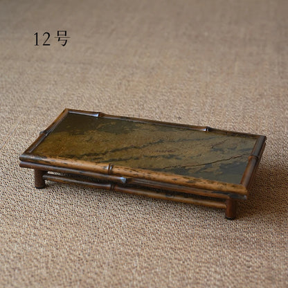 of the tea tray mottled bamboo pot bearing natural rock dry foam Taiwan Chinese bamboo tray household dry foam plate