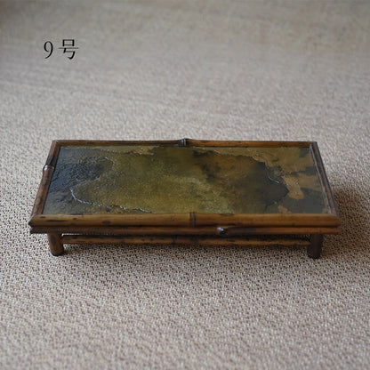 of the tea tray mottled bamboo pot bearing natural rock dry foam Taiwan Chinese bamboo tray household dry foam plate