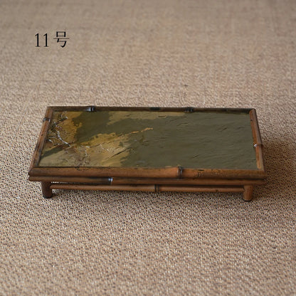 of the tea tray mottled bamboo pot bearing natural rock dry foam Taiwan Chinese bamboo tray household dry foam plate