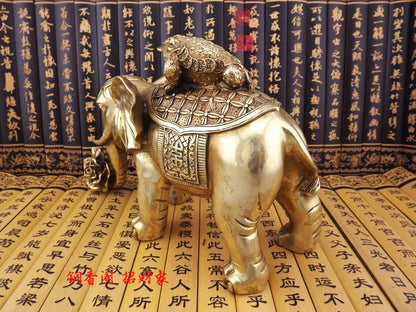 office Home Room shop bring wealth and fortune Talisman Mascot FENG SHUI Elephant PIXIU BAICAI Copper statue 28CM
