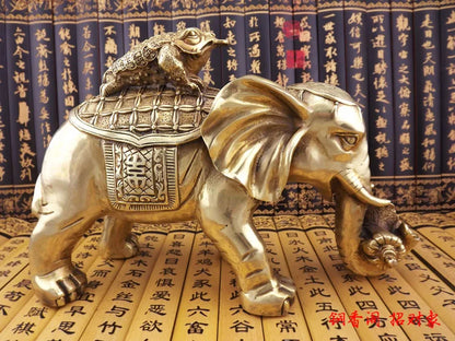 office Home Room shop bring wealth and fortune Talisman Mascot FENG SHUI Elephant PIXIU BAICAI Copper statue 28CM