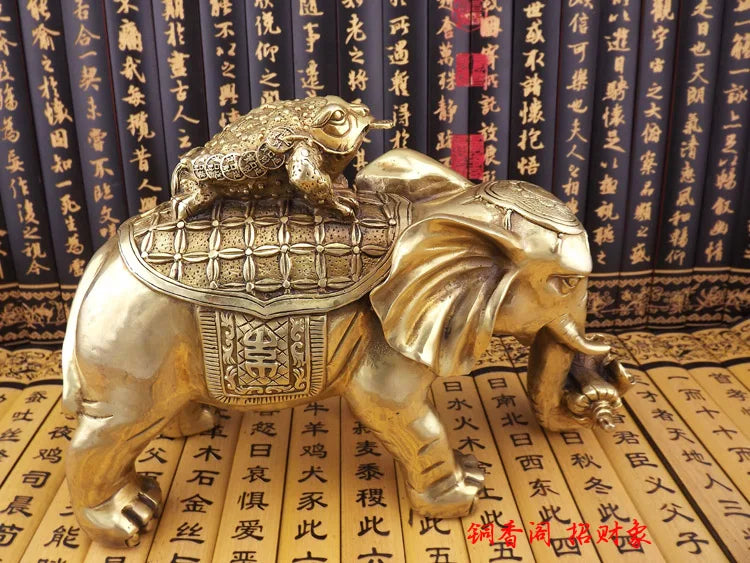 office Home Room shop bring wealth and fortune Talisman Mascot FENG SHUI Elephant PIXIU BAICAI Copper statue 28CM