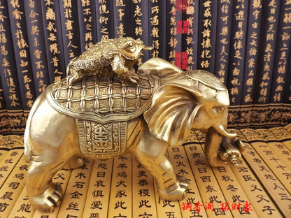 office Home Room shop bring wealth and fortune Talisman Mascot FENG SHUI Elephant PIXIU BAICAI Copper statue 28CM