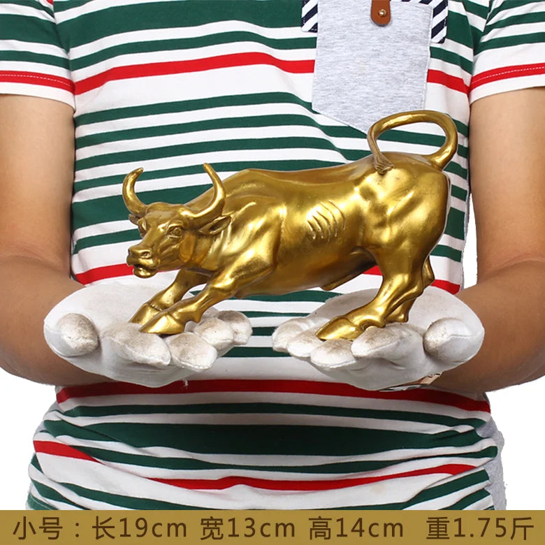 office  business stock-market Mascot -efficacious Talisman Money Drawing gold Charging Bull brass statue