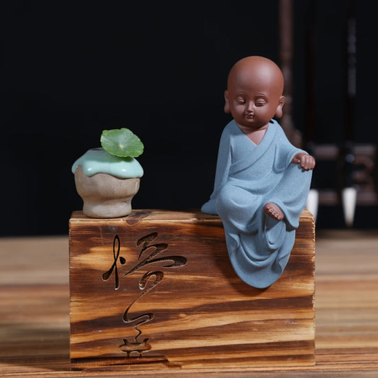 office store company home Desk bookshelf BEST ART statue- CHAN DAO Monk ceramics Porcelain Business ART Statue  Buddha ART