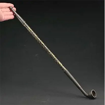 old Grandpa Uncle Copper Brass craft Old antique HANDWORK CARVED FLOWER USABLE SUPERB SMOKING TOOL PIPE