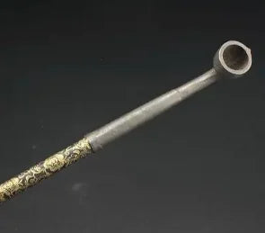 old Grandpa Uncle Copper Brass craft Old antique HANDWORK CARVED FLOWER USABLE SUPERB SMOKING TOOL PIPE