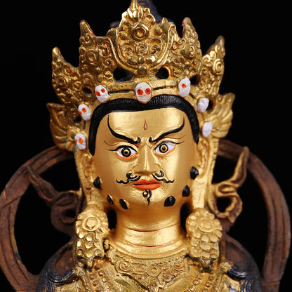 old # HOME family  Talisman #Tibet Buddhism full Gilding Yellow Jambhala Zambala gold Buddha brass statue 21CM