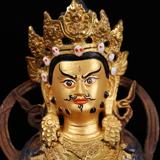 old # HOME family  Talisman #Tibet Buddhism full Gilding Yellow Jambhala Zambala gold Buddha brass statue 21CM