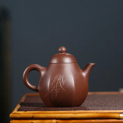 on big sales Chinese character carved tea pot real yixing zisha original ore purple grit clay marked kungfu pot orchid 190ml new