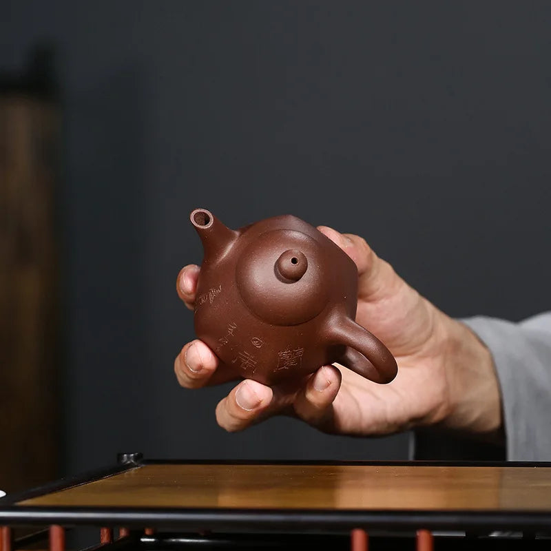on big sales Chinese character carved tea pot real yixing zisha original ore purple grit clay marked kungfu pot orchid 190ml new