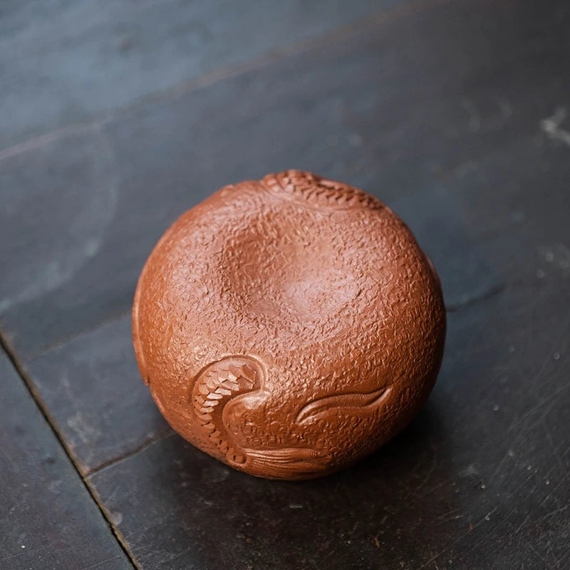 on big sales handmade dragon carved relief embossed personal cups 80ml Chinese kungfu tea cup real yixing zisha dahongpao clay