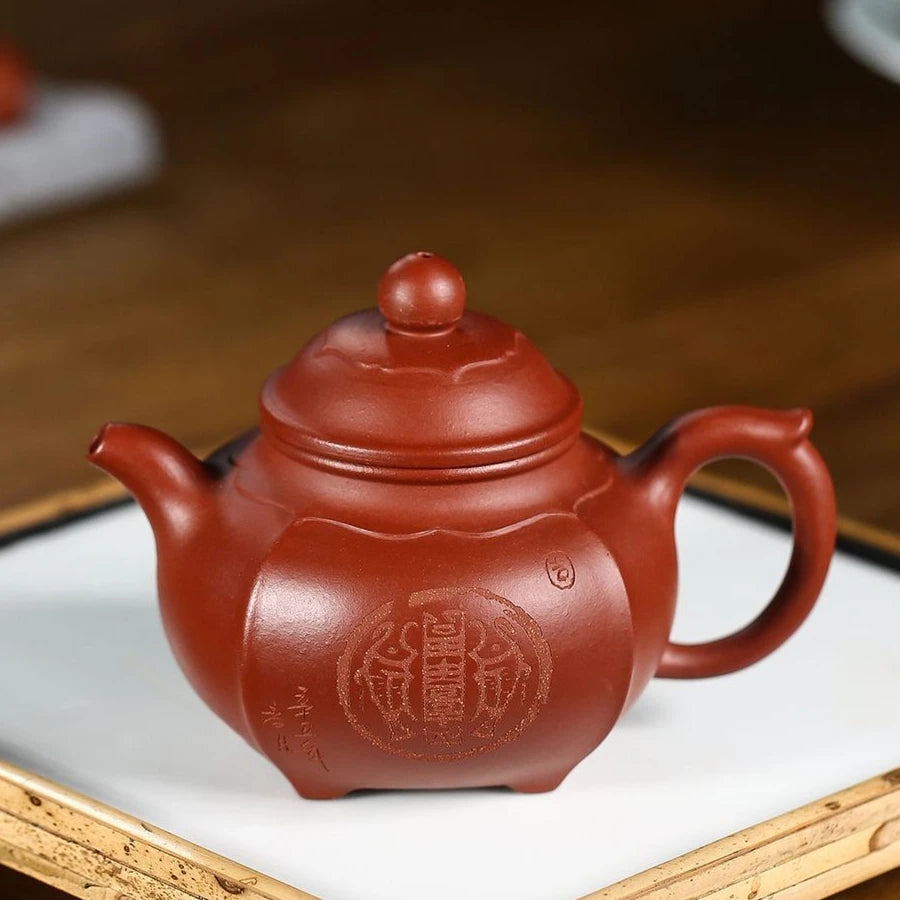 on big sales real yixing zisha dahongpao clay original ore marked handmade tea pot 220ml master kungfu pot in China purple grit