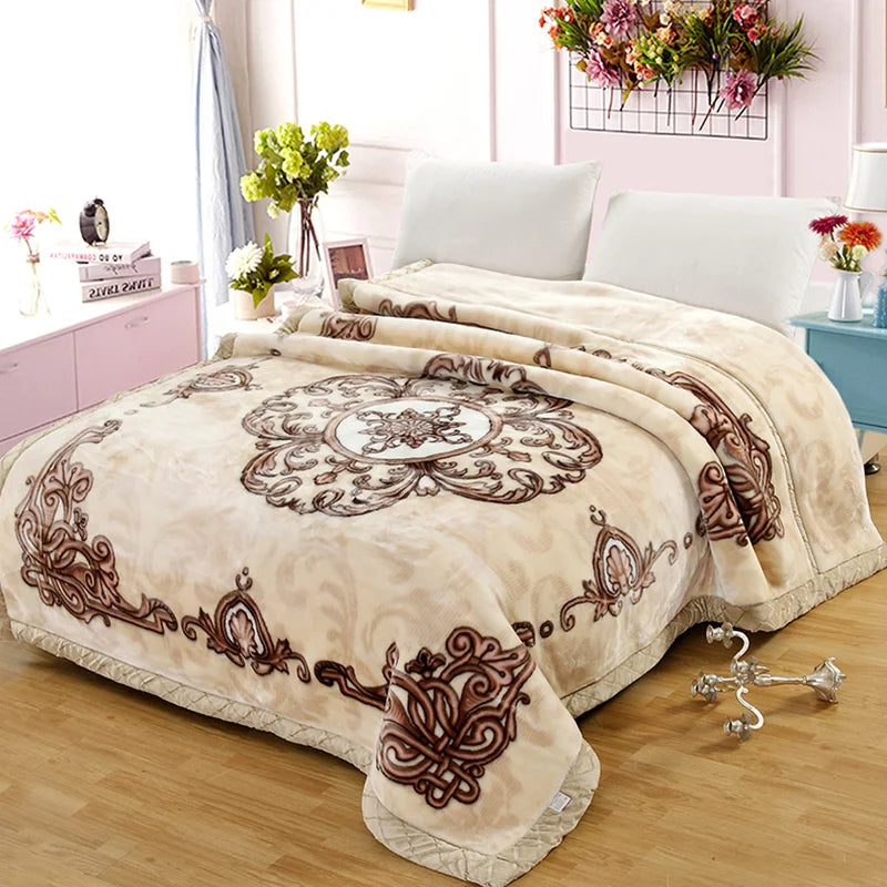 on sales 2kg-6kg Raschel blanket 2 PLY double layers blankets throws soft bed cover embossed BLKT velvet blankets in China new