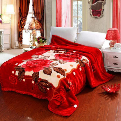 on sales 3.3kg Raschel blanket double layers floral embossed thicker blankets 2 PLY bed cover 78"x90" big promotion at a loss