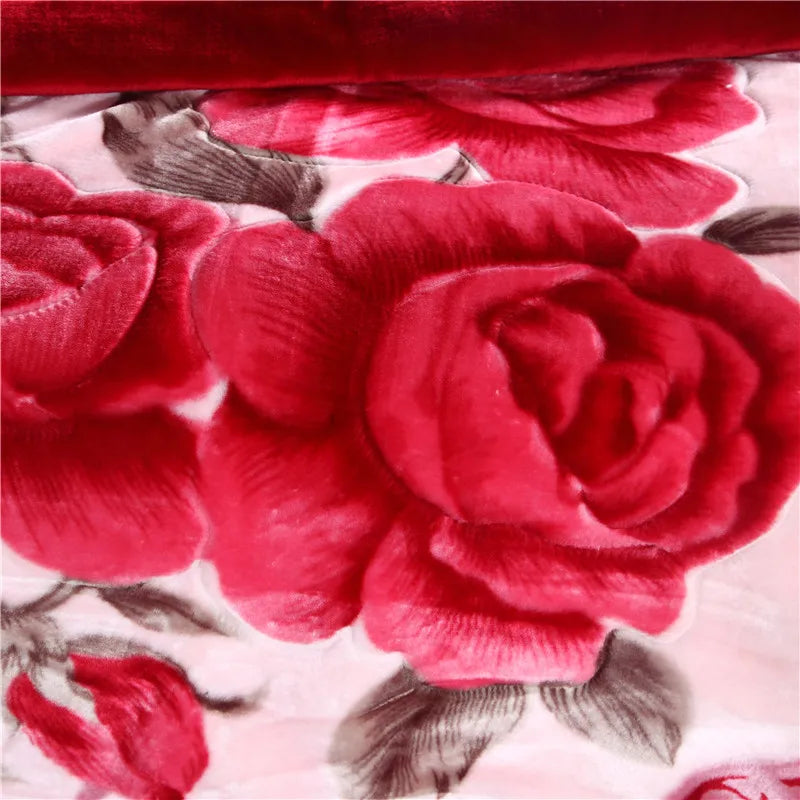 on sales 3.3kg Raschel blanket double layers floral embossed thicker blankets 2 PLY bed cover 78"x90" big promotion at a loss