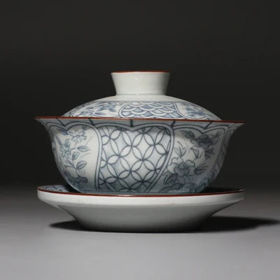 on sales blue-and-white porcelain gaiwan ceramic tureen with cup bowl saucer lid covered tea bowl 120ml