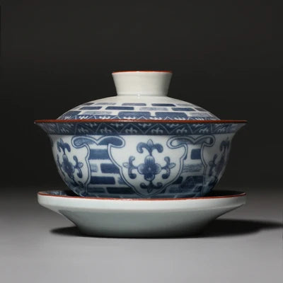 on sales blue-and-white porcelain gaiwan ceramic tureen with cup bowl saucer lid covered tea bowl 120ml