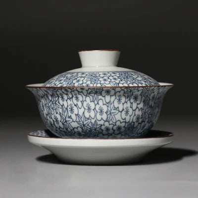 on sales blue-and-white porcelain gaiwan ceramic tureen with cup bowl saucer lid covered tea bowl 120ml