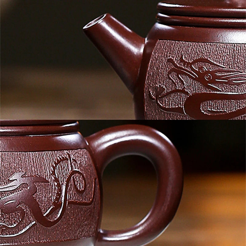on sales guaranteed real yixing zisha tea pot dragon carved relief big opening kungfu pot handmade master tea brewer pot China