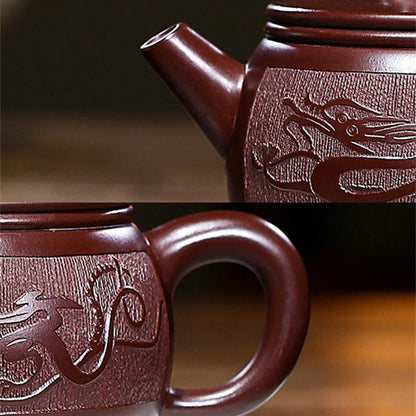 on sales guaranteed real yixing zisha tea pot dragon carved relief big opening kungfu pot handmade master tea brewer pot China