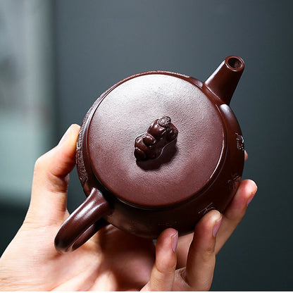on sales guaranteed real yixing zisha tea pot dragon carved relief big opening kungfu pot handmade master tea brewer pot China