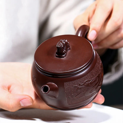 on sales guaranteed real yixing zisha tea pot dragon carved relief big opening kungfu pot handmade master tea brewer pot China