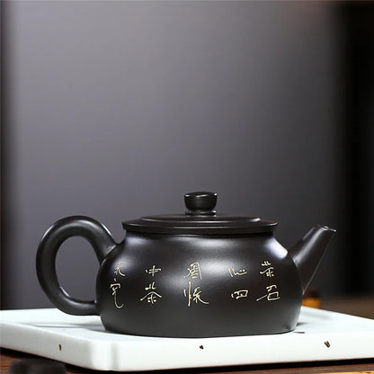 on sales handmade floral relief real yixing zisha black clay tea pot marked big opening 210ml master pots of tea