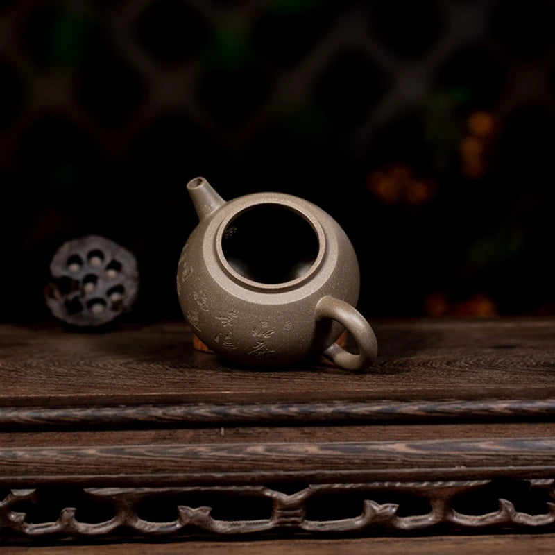 on sales marked tea pot real yixing zisha qinghui duan clay kungfu pot 230ml Chinese pot antique style free shipping