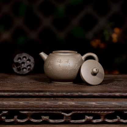 on sales marked tea pot real yixing zisha qinghui duan clay kungfu pot 230ml Chinese pot antique style free shipping