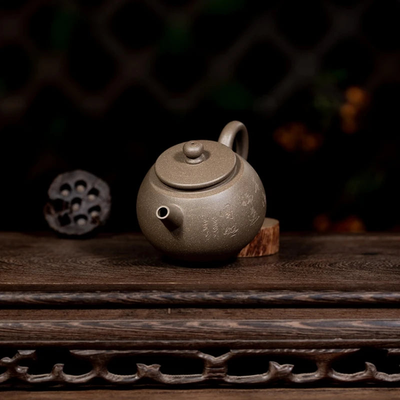 on sales marked tea pot real yixing zisha qinghui duan clay kungfu pot 230ml Chinese pot antique style free shipping